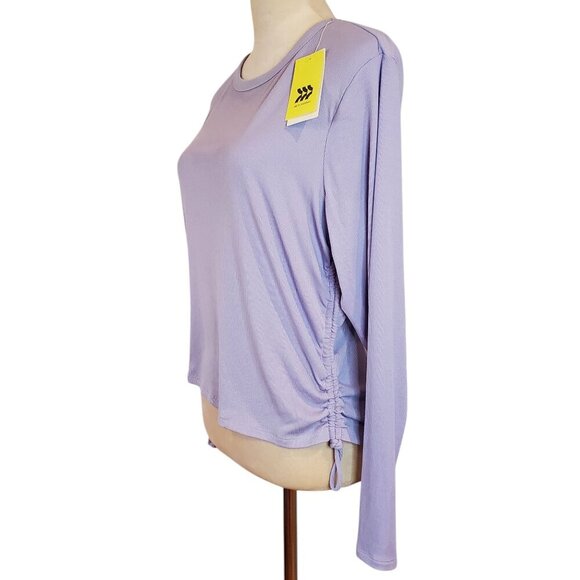 NWT ALL IN MOTION SZ XL Athletic Light Lavender Purple Ribbed Top w/Side Ruching - Picture 3 of 7